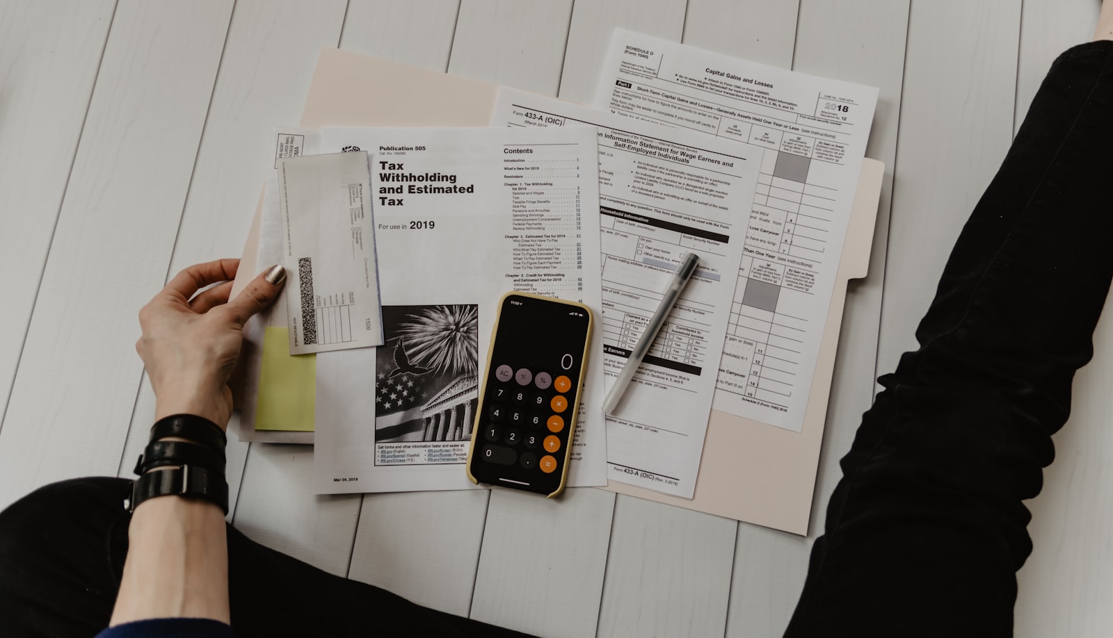 Financial analysis worksheet with calculator and charts